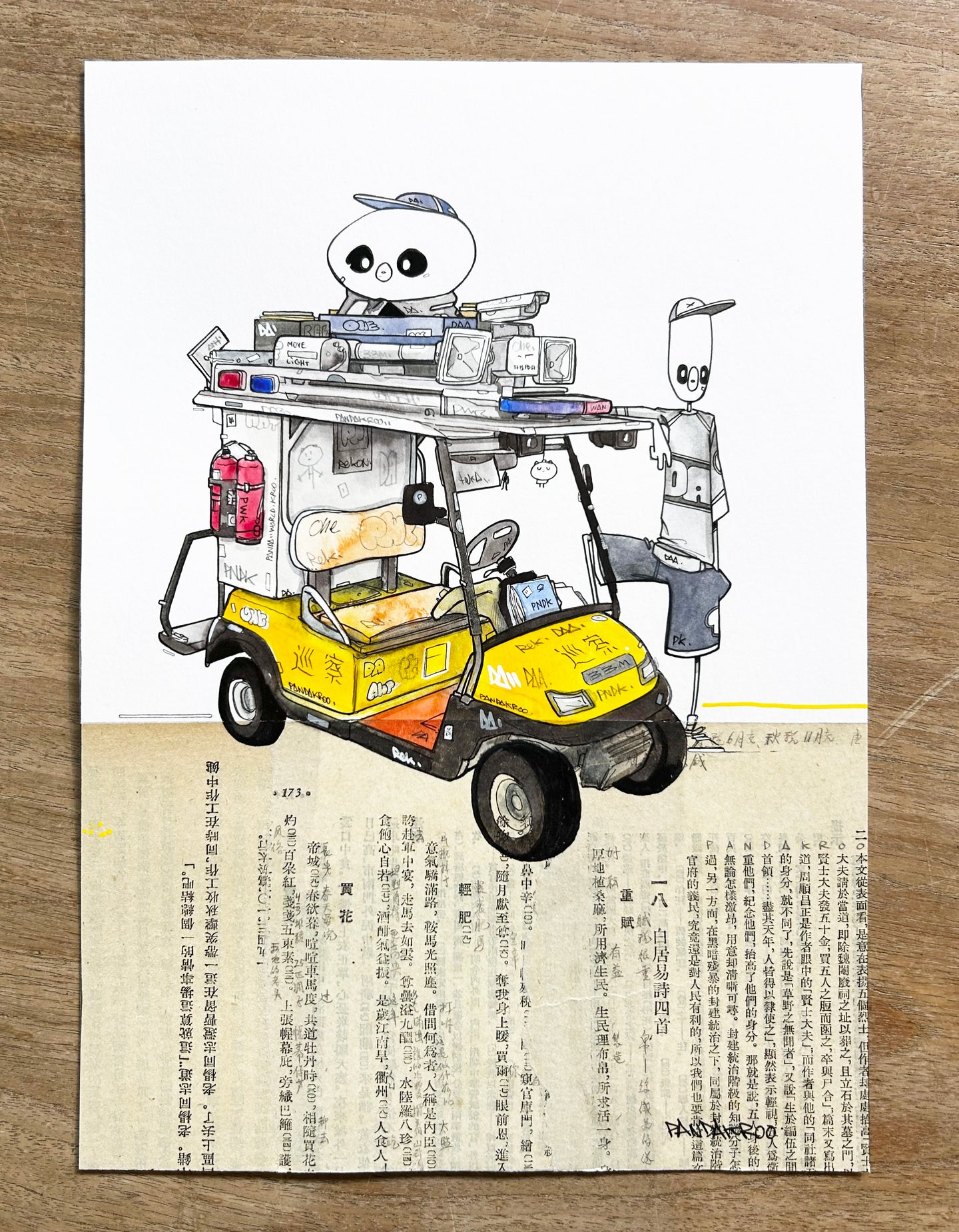 yow -original A4- collage et aquarelle
