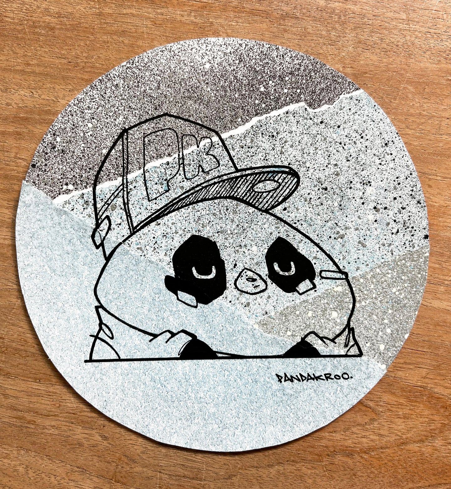 ronron - original sur papiers collés - 23cm de diamètre